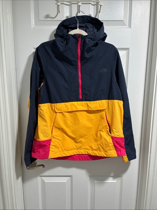 The North Face Jackets & Blazers - The North Face womanColorblock Hooded Anorak - Navy, Yellow & Pink